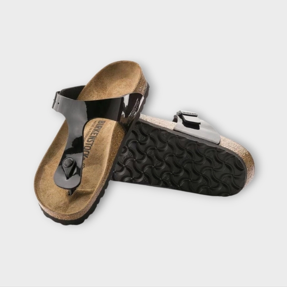 Birkenstock Gizeh Black Patent Vegan Leather Sandals - Picture 1 of 7